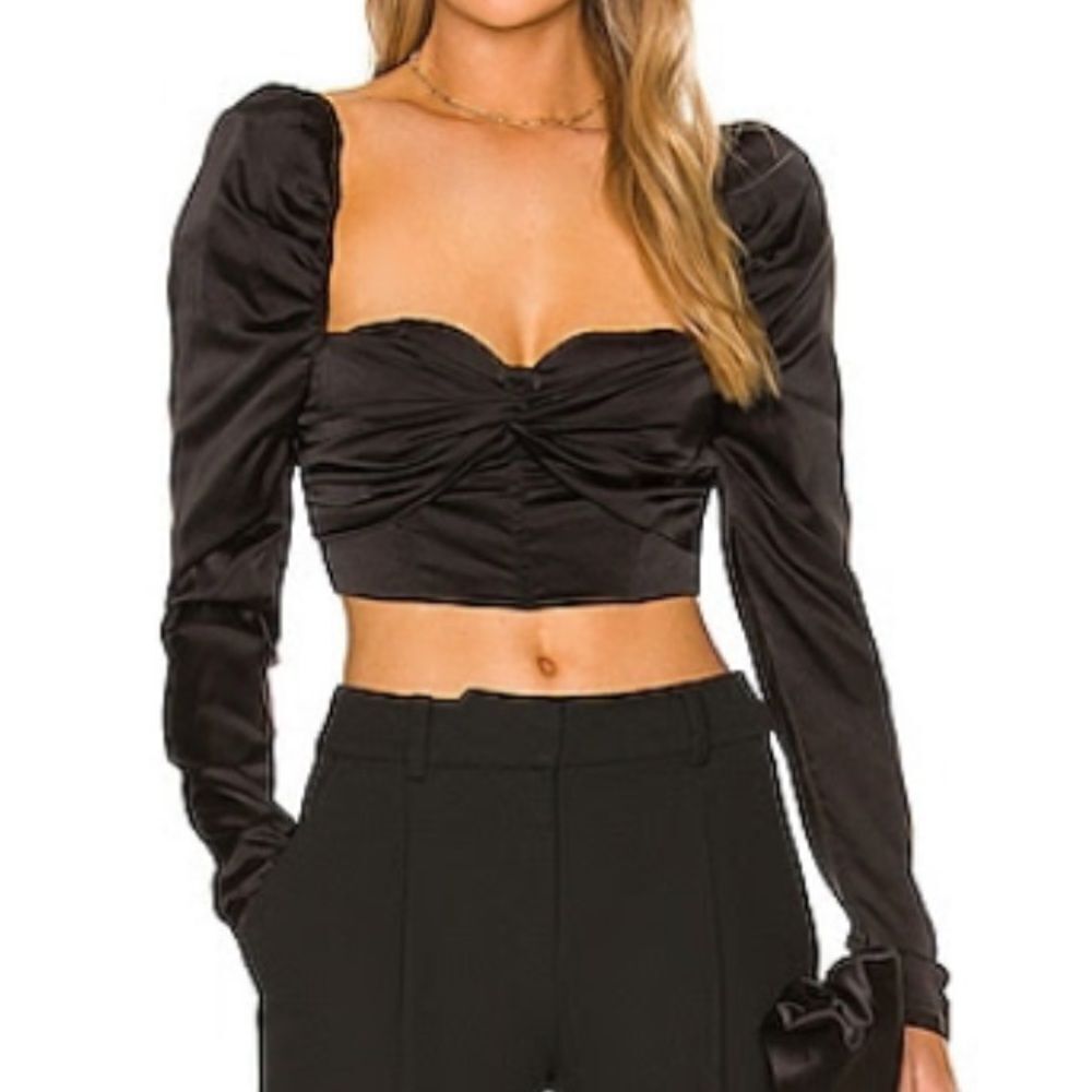 NBD black long sleeve crop top